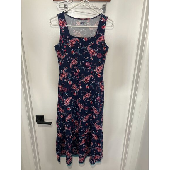 Lands' End Women's Paisley Maxi Dress, Navy/Pink Multi, Size XS Petite - Picture 1 of 3